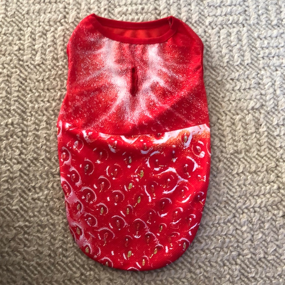 Strawberry  Print lightweight polyester dog Shirt Size Small